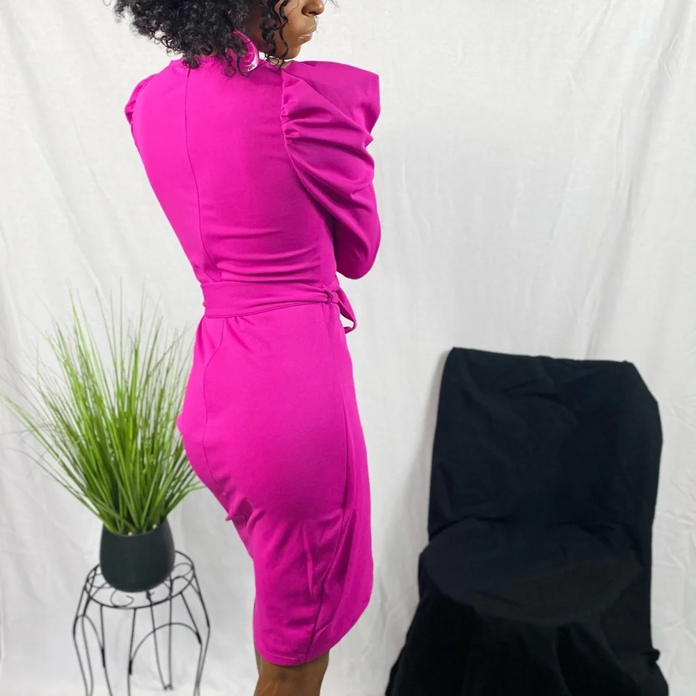 Pink Mutton Sleeve Dress - Picture 4 of 5